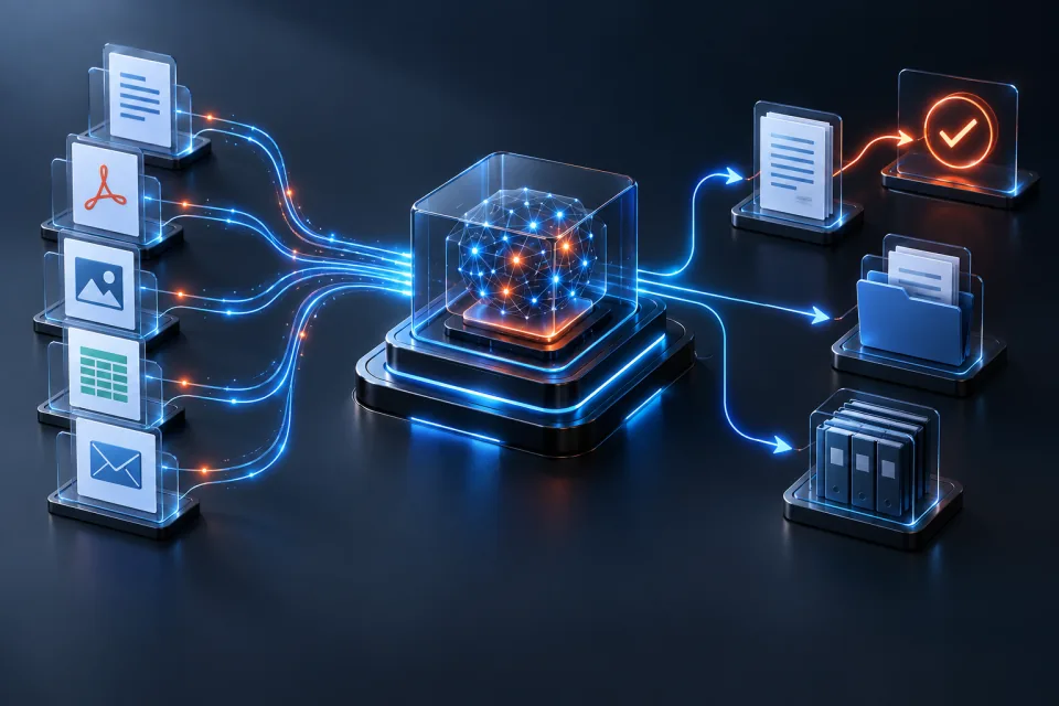 Connected automation tasks routing documents through an approval workflow