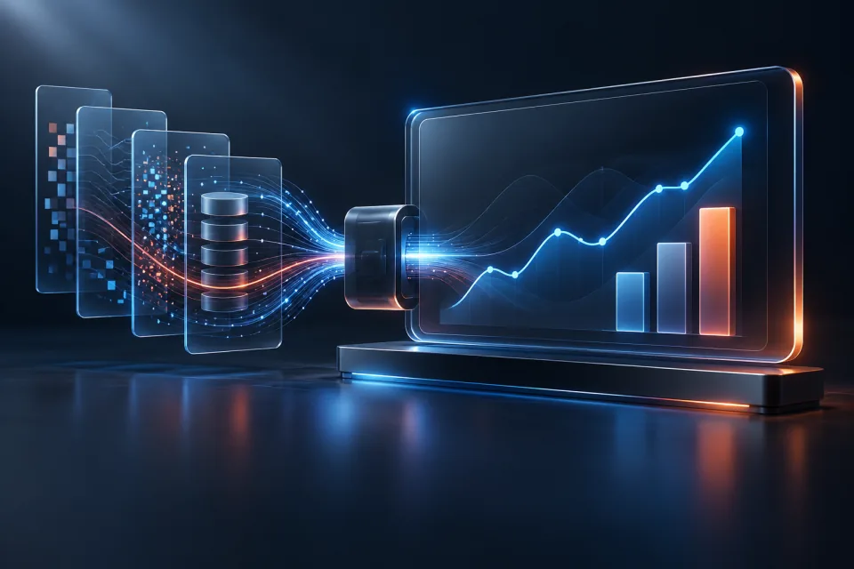 Data pipelines feeding business intelligence charts and dashboards