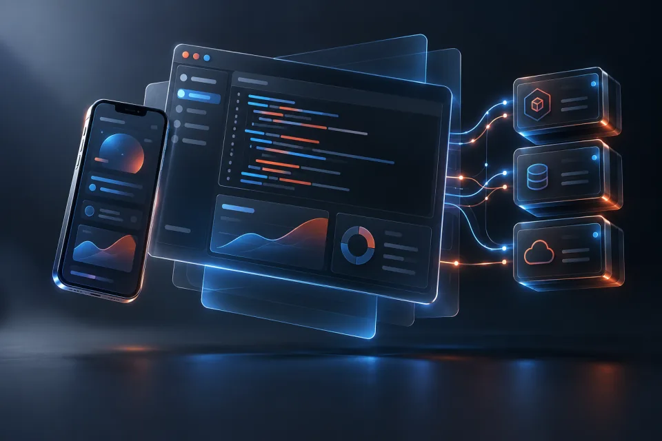 Web and mobile applications connected to modular software services