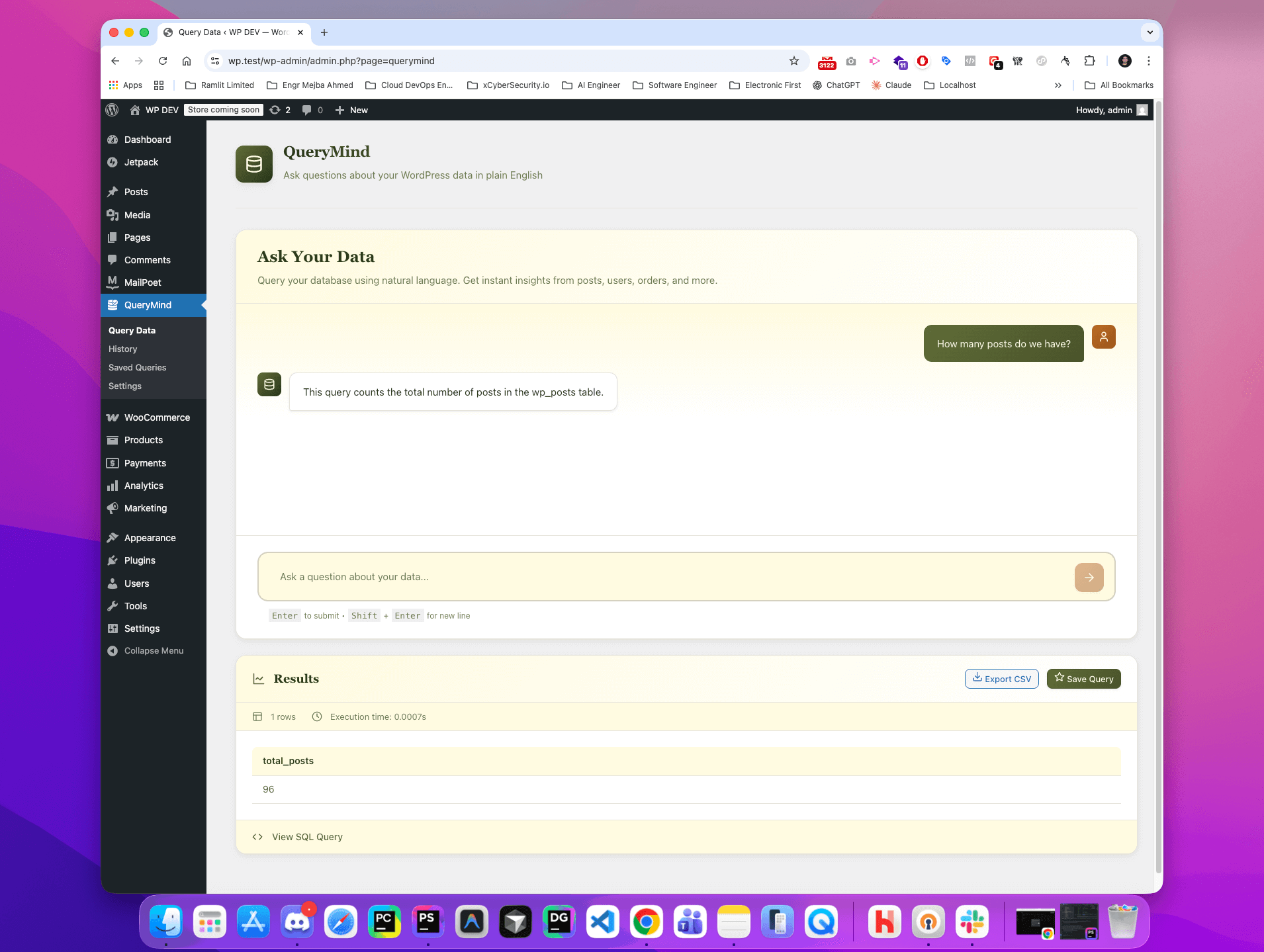 QueryMind - AI-Powered WordPress Database Explorer